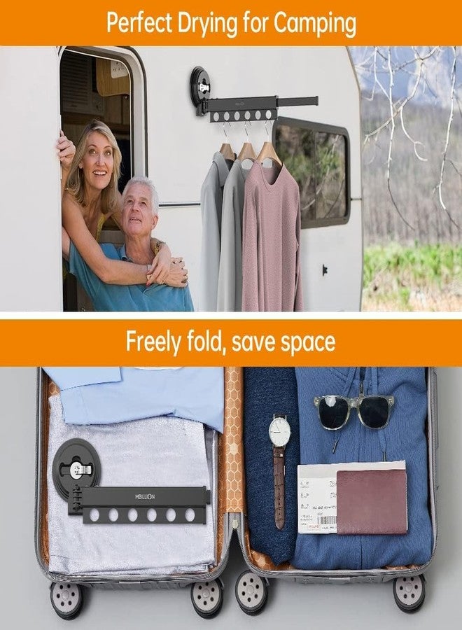 KEYOZA رف تجفيف ملابس منزلي من KEYOZA، رف تجفيف ملابس يُثبت على الحائط بقاعدة شفط، رف ملابس قابل للطي، رف تجفيف ملابس داخلي قابل للطي بوصلة تلسكوبية، أسود - Image 5